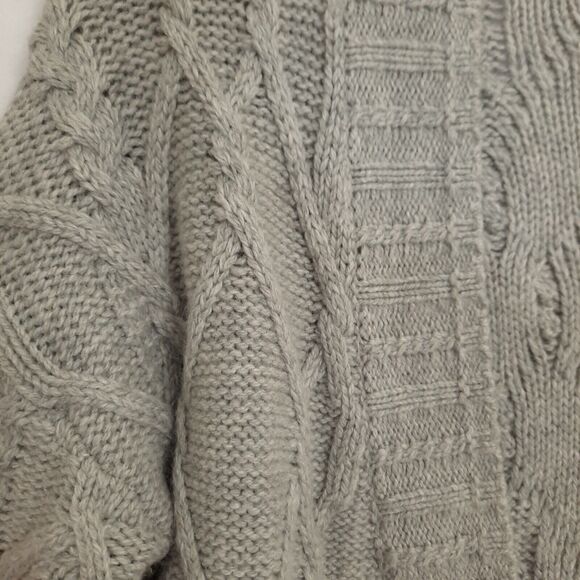 Rachel Zoe Gray Cable Knit Cardigan Sweater Sz Large Wool Blend Open Front - Picture 4 of 9
